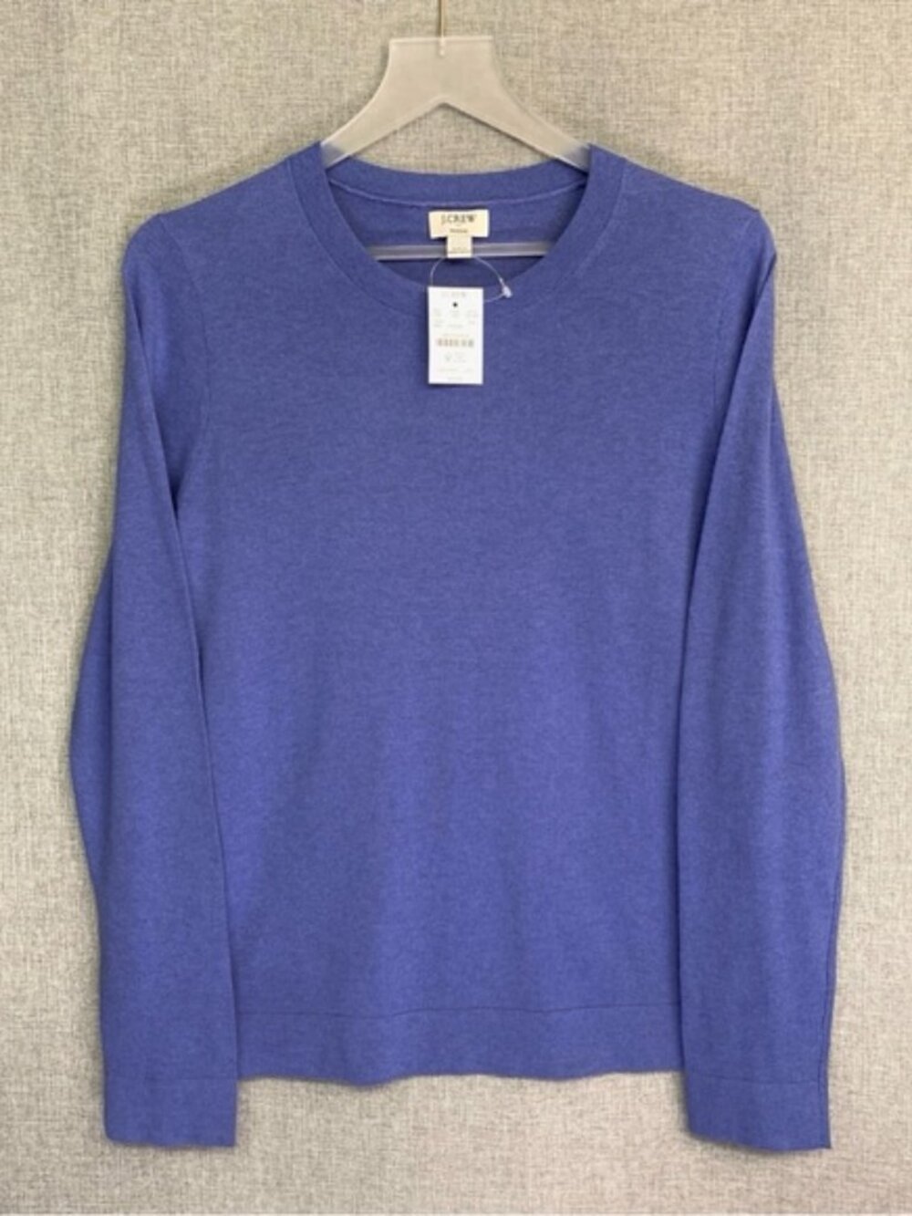 J CREW Cotton Crew Neck Teddie Sweater LARGE Bistro Blue NWT
